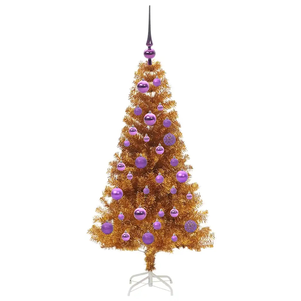 Albero di Natale con 150 LED con supporto Oro 120 cm PET 3396609
