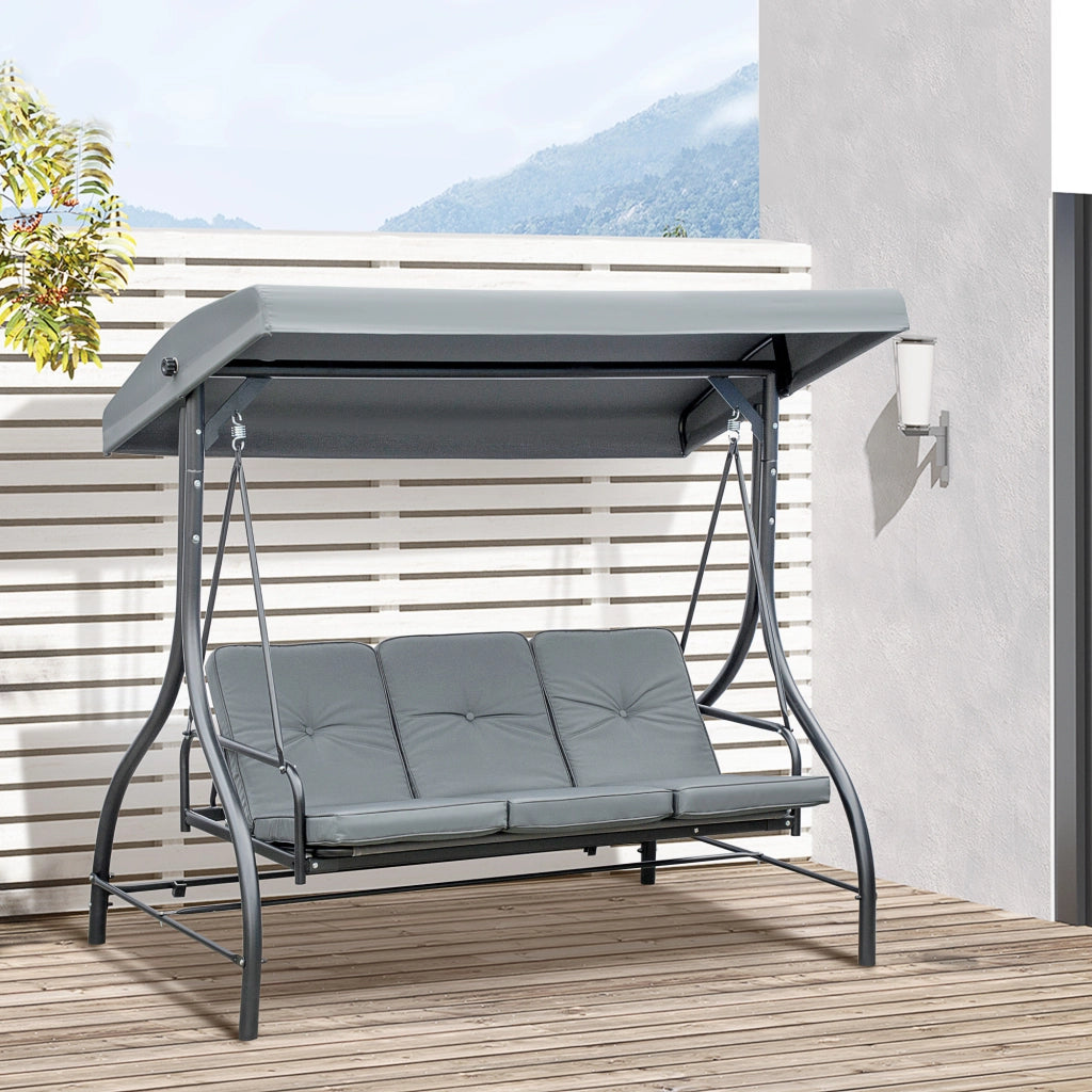 Amaca da Giardino 3 Posti Convertibile Letto ¨C zephmum ¨C Grigio Tessuto 200x140 cm