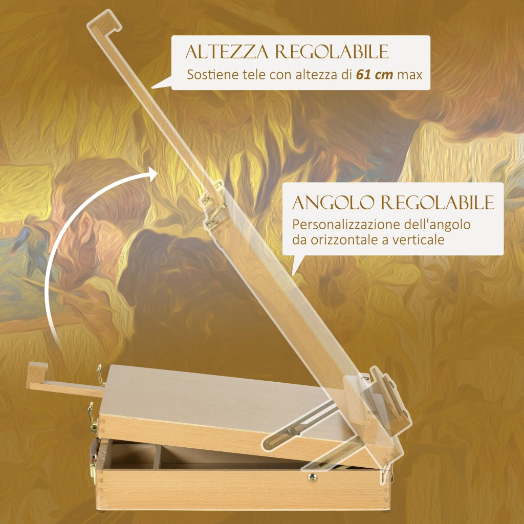 Cavalletto da Tavolo in Legno Pieghevole con Altezza e Angolazione Regolabile