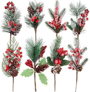 Decorazioni per Natale a forma di pino con foglie artificiali, 8 pezzi, per decorazioni di artigianato, regali e ringhiere per Thanksgiving.