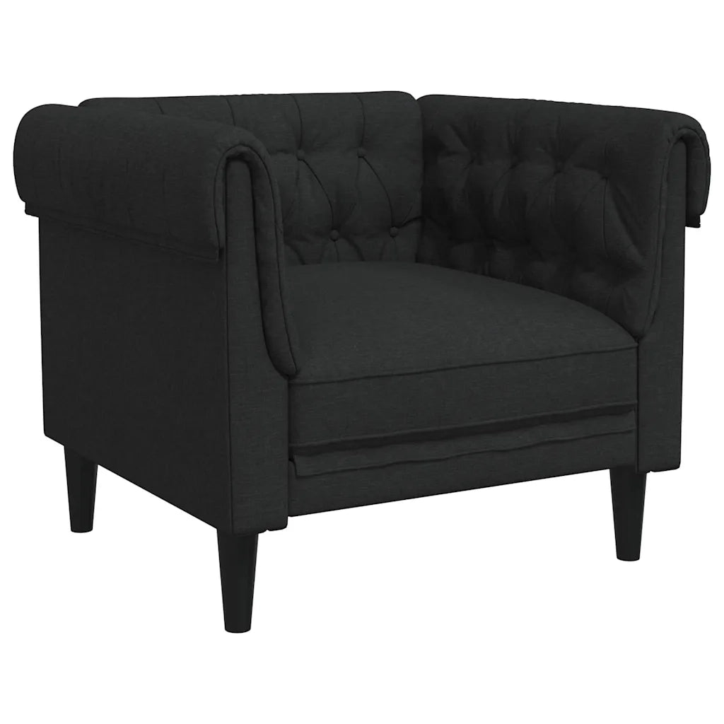 Poltrona Chesterfield Nera in Tessuto 372540