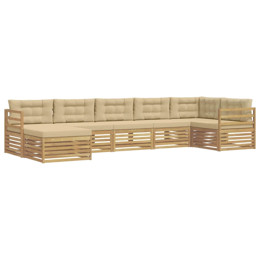 Set di divani da esterno con cuscino 7 pcs Bianco e Beige