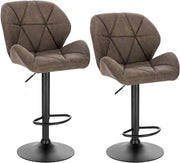 Barstoli Comodi Marrone - Con schienale in pelle - Solido - Kunstleer - Set da 1 - Cucina - Sedili da bar ergonomici - Regolabili in altezza - Altezza seduta 60-82cm