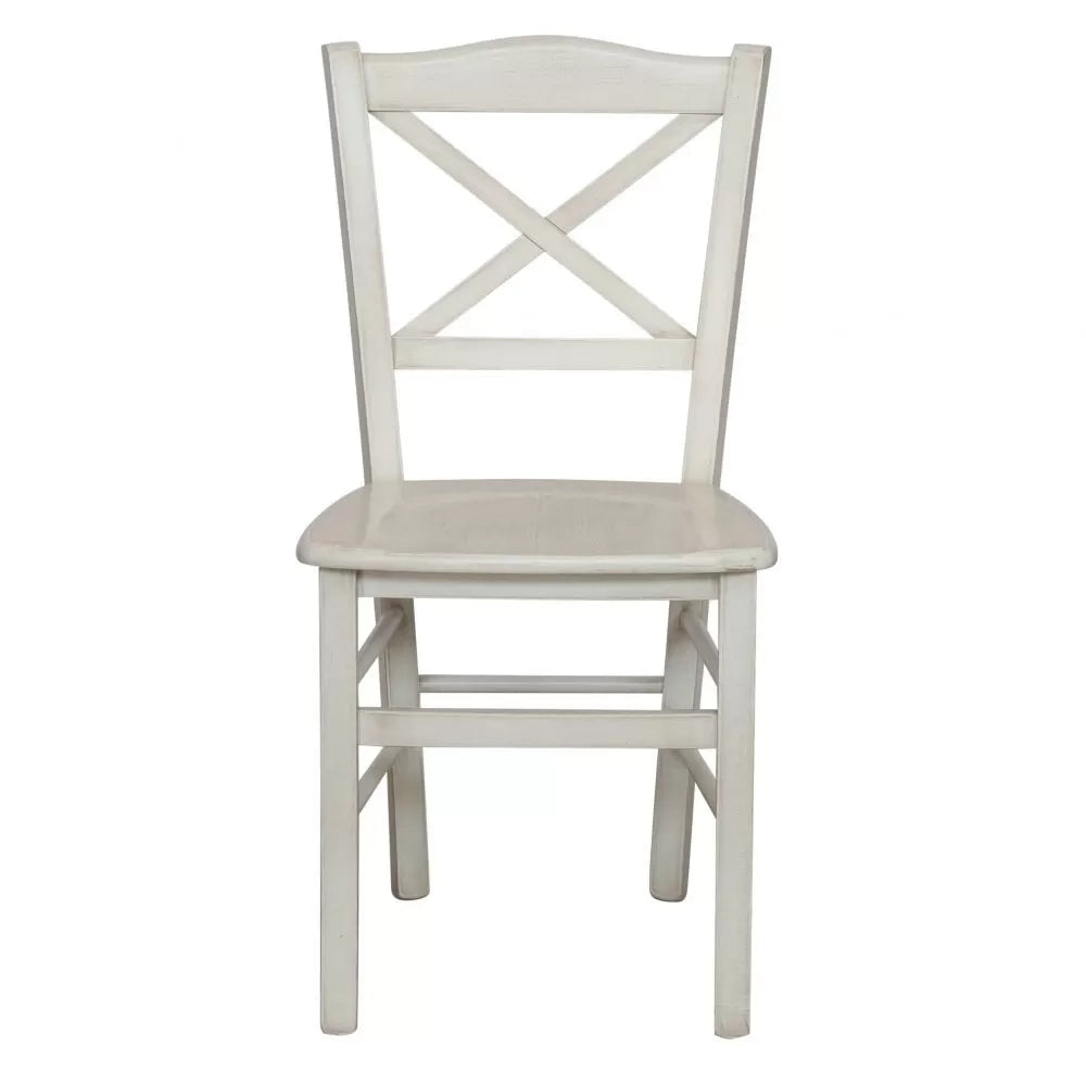 Set 2 sedie shabby legno bianco anticato seduta legno 43x46x89 - Mobili 2G
