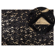 Tappeto Nero con Pelle dorato 140 x 200 cm in stile Modern Glam
