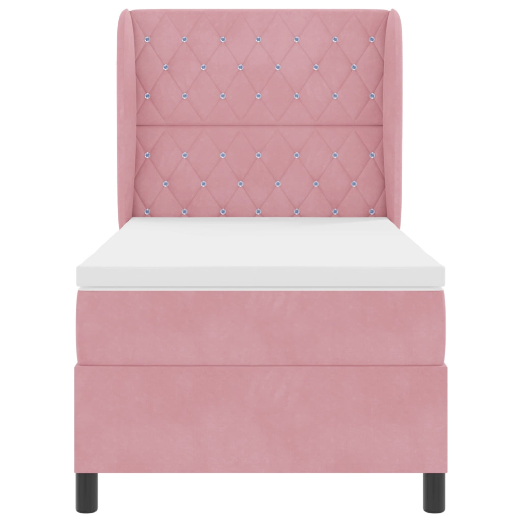 Letto a Molle con Materasso Rosa 90x190 cm Velluto