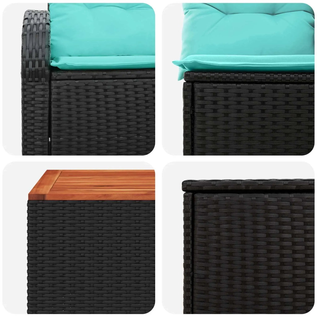 Set di divani 6 pz Nero e Blu Rattan sintetico e Acciaio 3447183