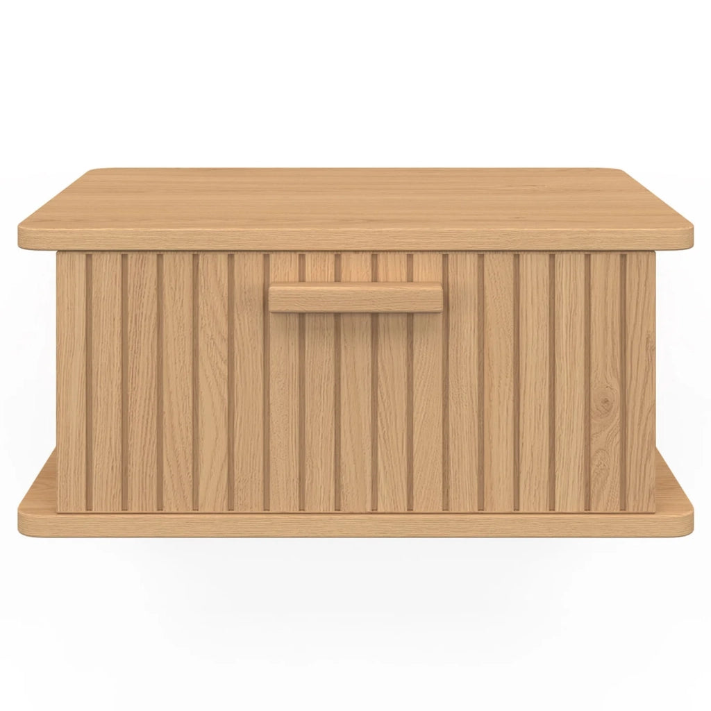 IDMarket - Set di 2 comodini a parete JULIETTE, 1 cassetto, ripiano sospeso, doghe in legno