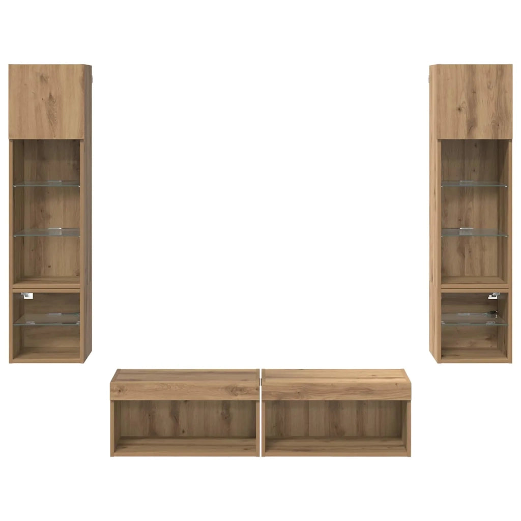 Unità TV da Parete 6 pcs Rovere artigianale Legno multistrato 3402933