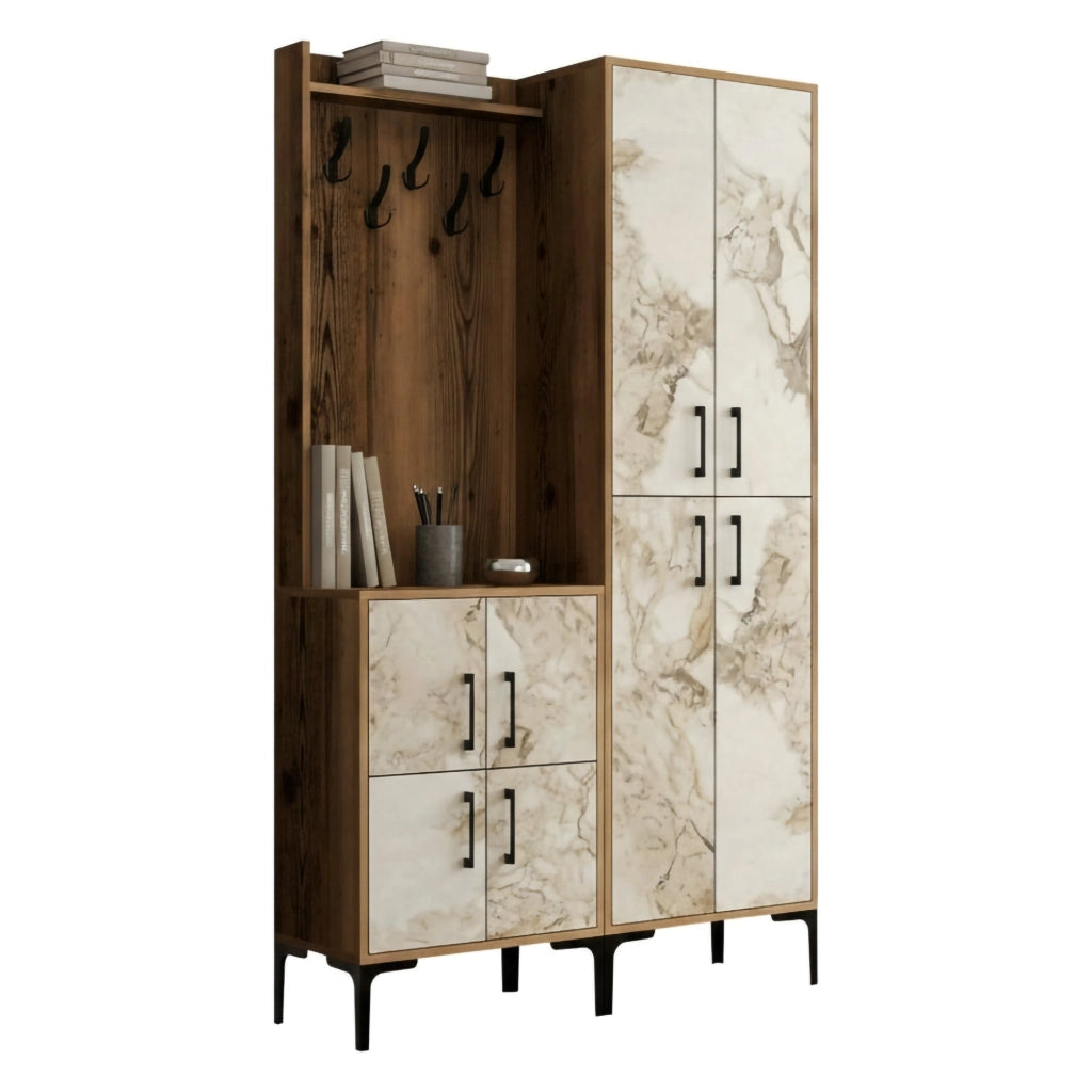 Eufemia, Mobile da Ingresso 16 Paia, 120x35x200h cm Marrone Noce