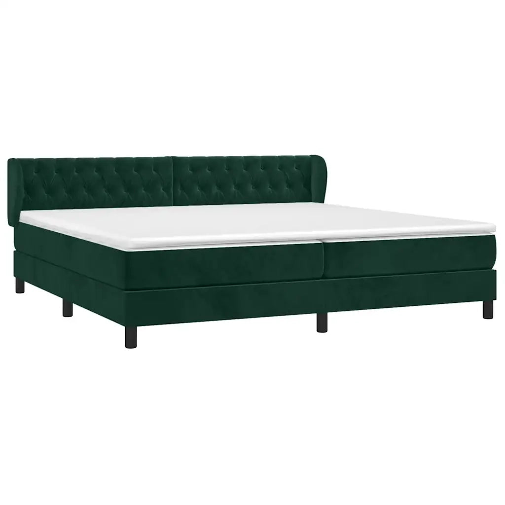 Giroletto a Molle con Materasso Verde Scuro 200x200 cm Velluto