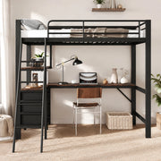 Letto a soppalco 90x200 cm con scrivania e 3 cassetti