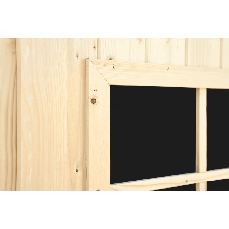 Casetta in legno da giardino con porta vetrata – 300x300 cm – tavole 20 mm, tetto bitumato – AL3030.02N Foresta