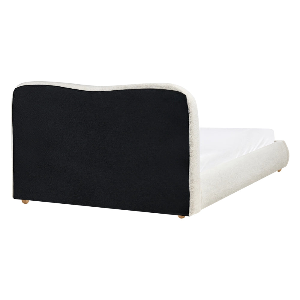 Letto matrimoniale con contenitore 140 x 200 cm bouclé bianco sporco stile minimalista