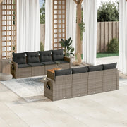 vidaXL Set Divano da Giardino 9 pz con Cuscini Grigio in Polyrattan