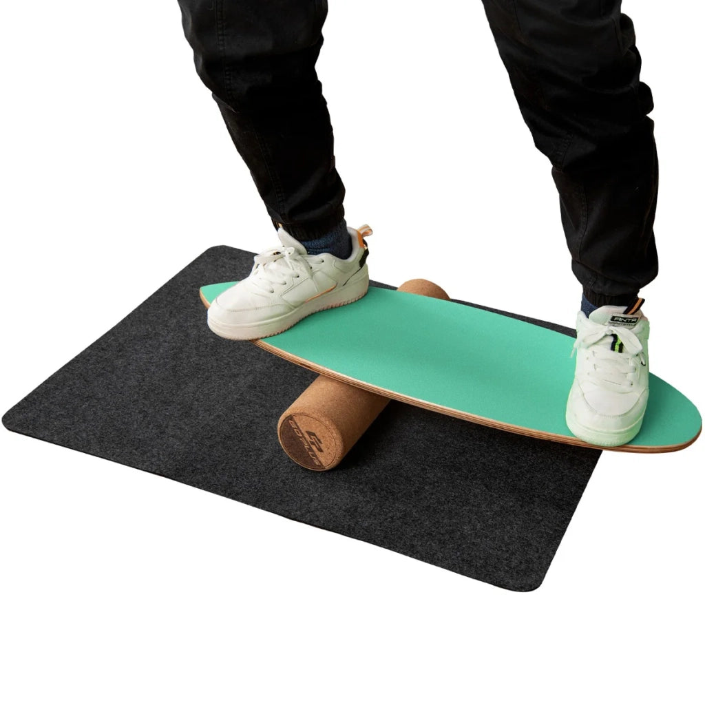 Balance board 75 x 25,5 x 13 cm set da 1 con rullo in sughero e tappetino in legno antiscivolo verde 20_0013135