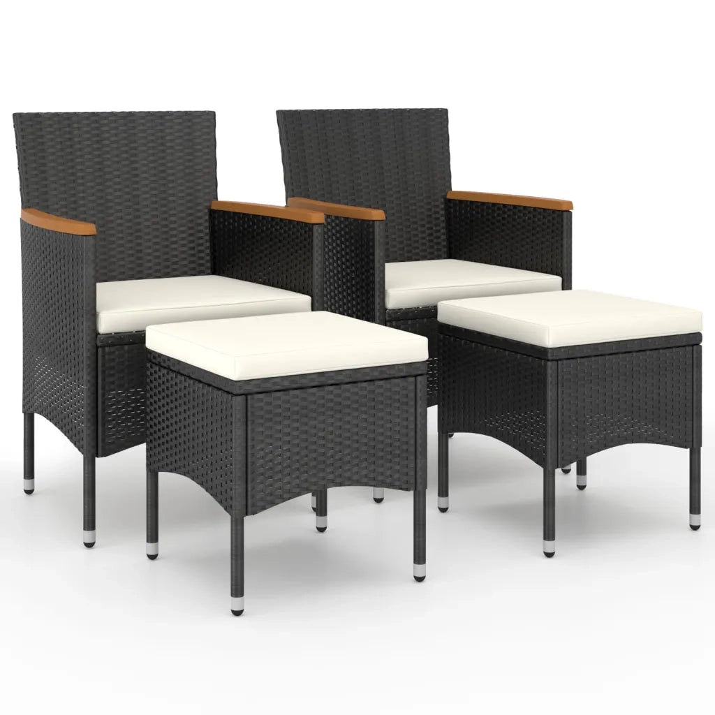 Set Sedie e Sgabelli da Giardino 4 pz in Polyrattan Nero 310614