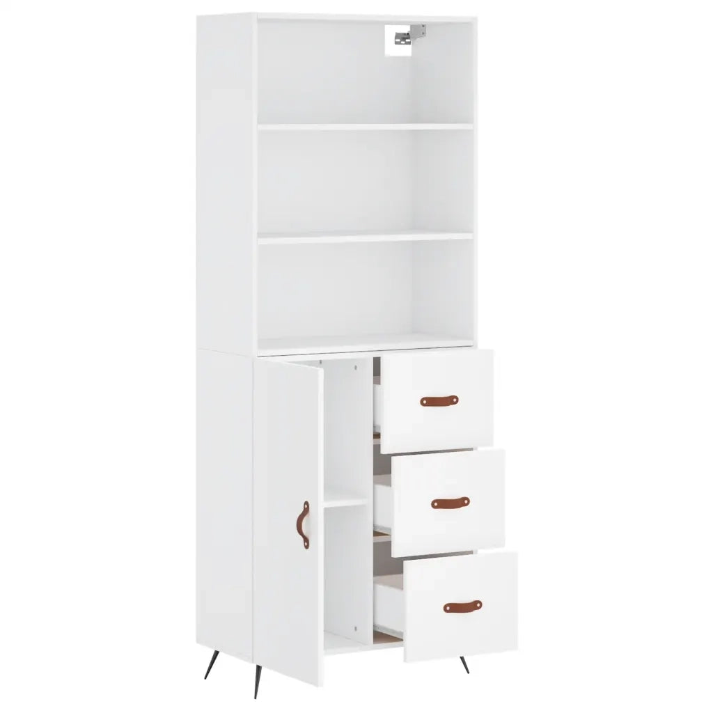 Credenza | Madia | Buffet da pranzo | Armadio da pranzo Bianca 69,5x34x180 cm in Legno Multistrato