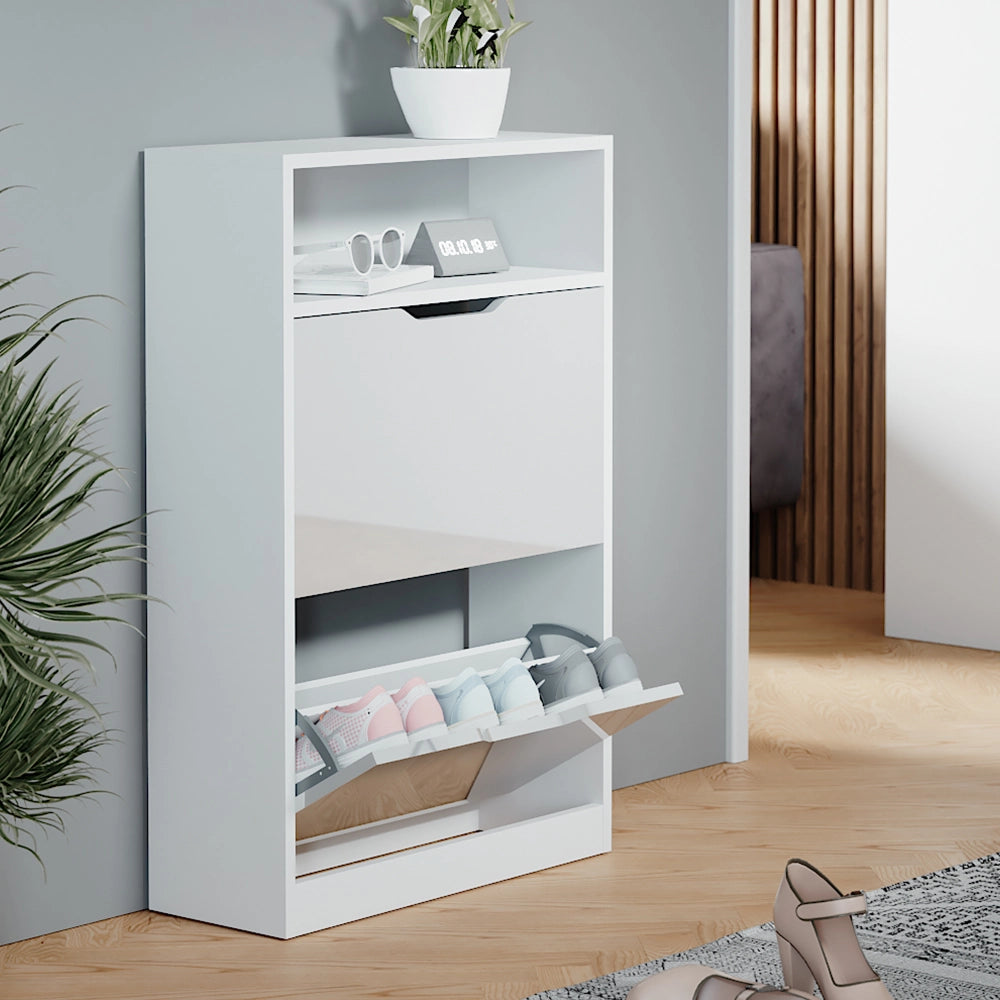 Vicco Scarpiera Bianco lucido 22 x 89.5 cm con 2 scomparti