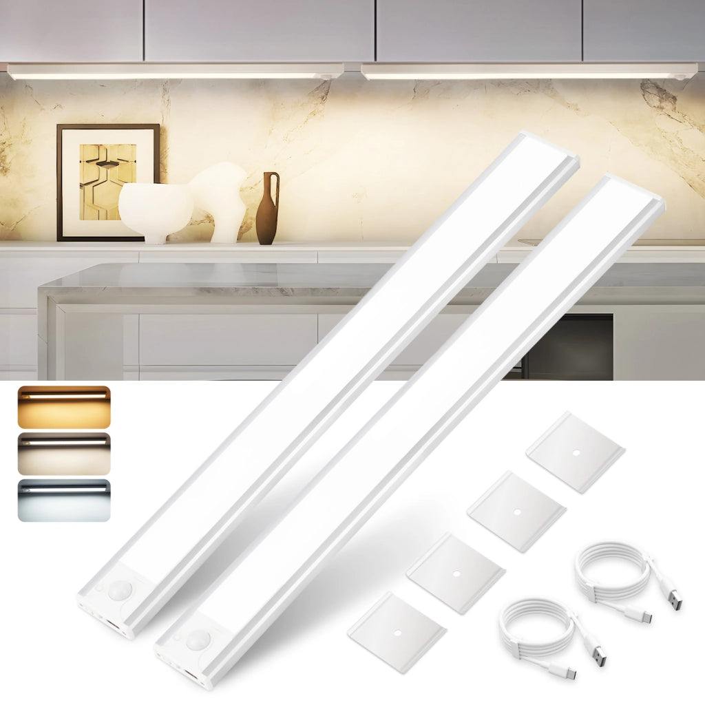 ZMH Set di 2 faretti LED da incasso argento con sensore di movimento 40cm