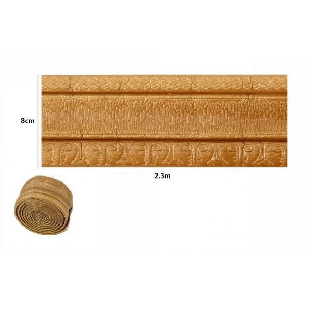 Trade Shop - Rotolo Carta Adesiva Per Parati Mobili Greca Stampa 3d Bronzo 8cm X 2.3mt 69223 -