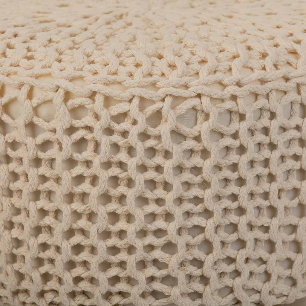 Sgabello in cotone intrecciato e legno marrone 32x32x44h