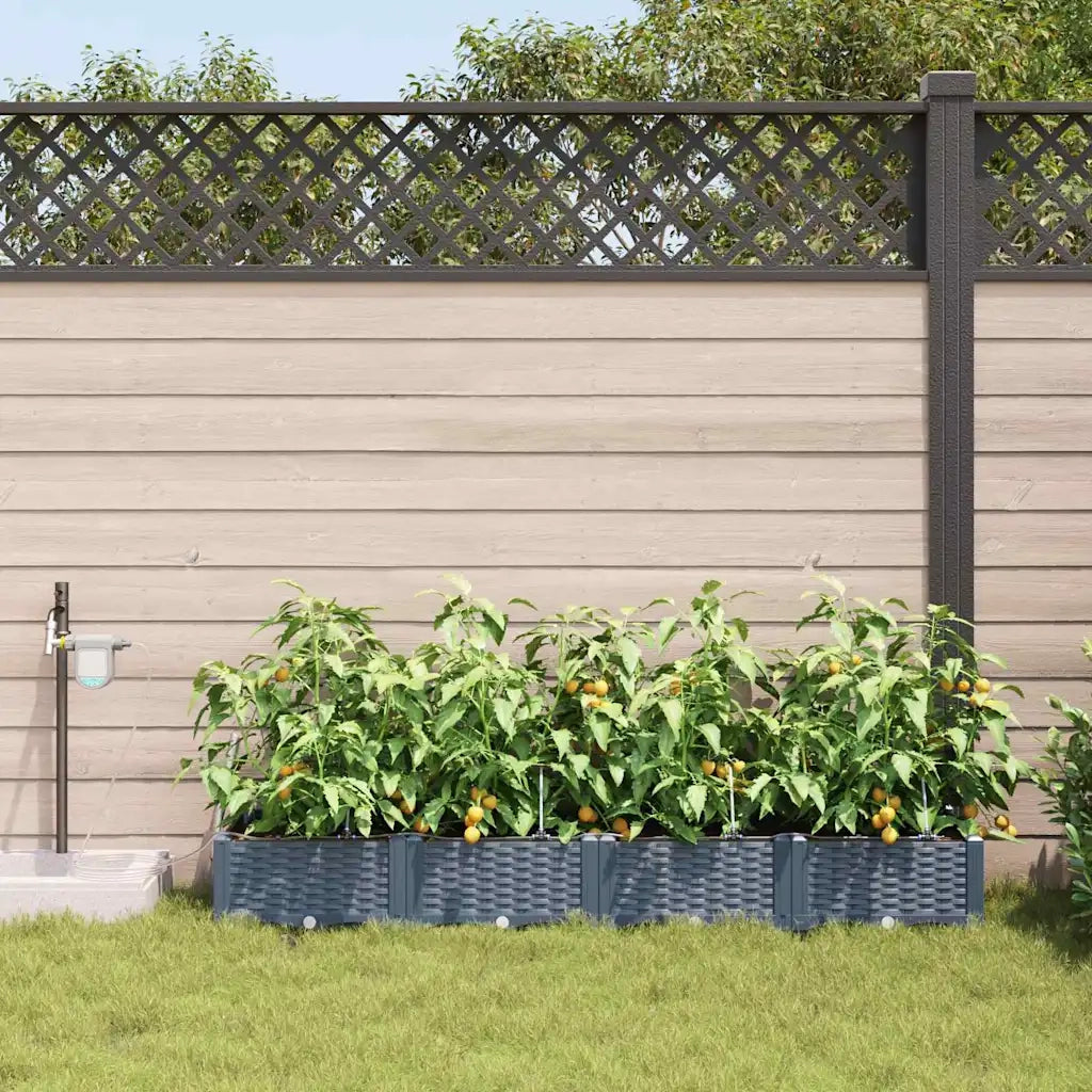 Vaso da giardino 4 pcs Grigio Chiaro Plastica 42002890