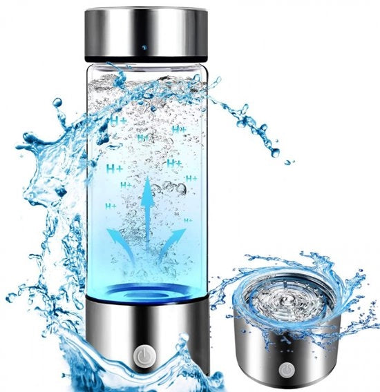 Generatore di idrogeno per idratazione - 420 ml - Acqua salutare - Fiaschetto d'acqua - Fiaschetta per filtrazione dell'acqua - Portatile - Fiaschetta in vetro - Generatore di acqua