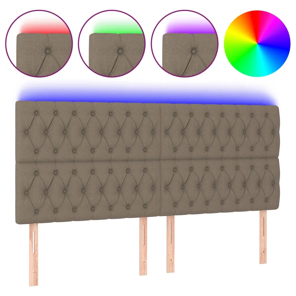 Testiera a LED tortora 180x7x118/128 cm in Tessuto 3122778