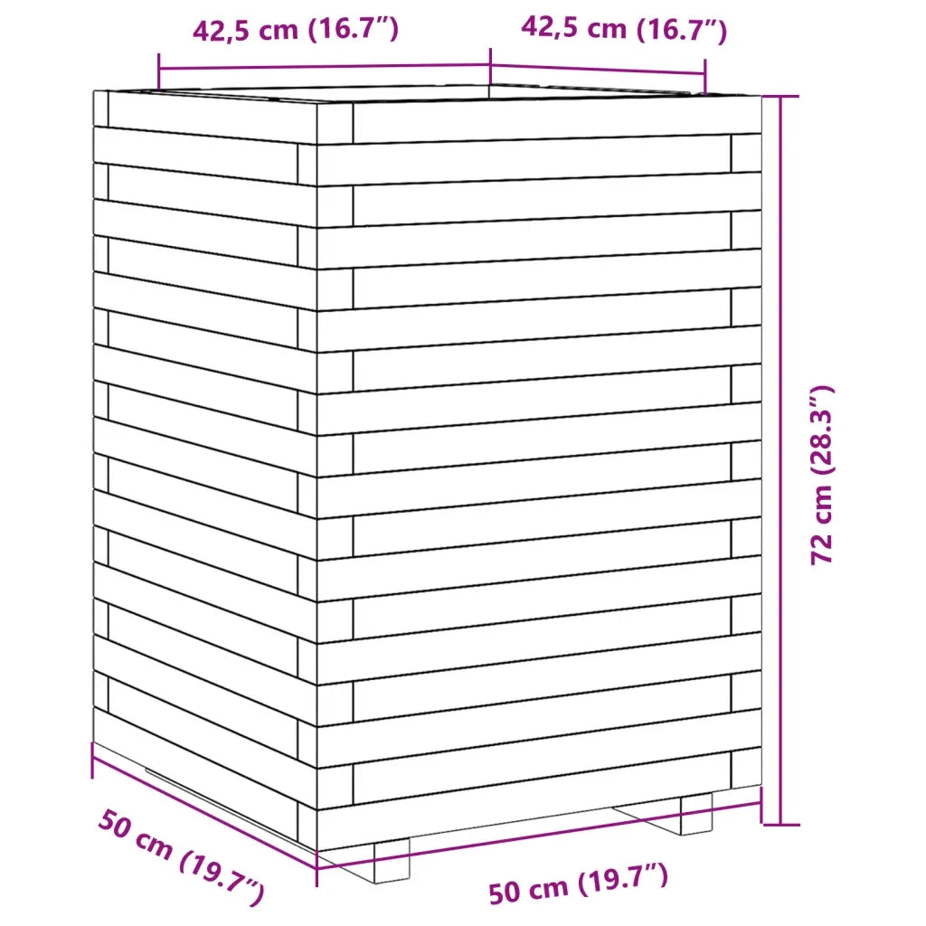 Fioriera da Giardino Bianca 50x50x72 cm Legno Massello di Pino 3282610