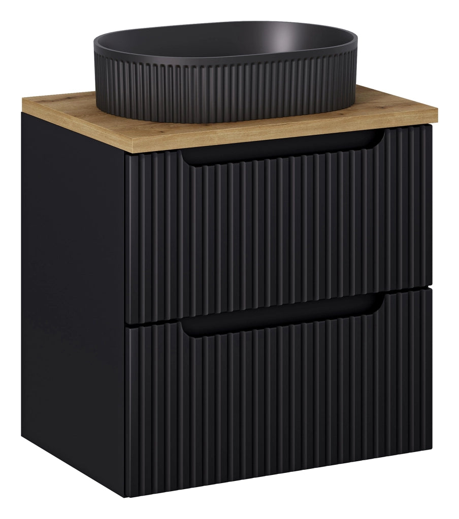 Set mobili bagno 60 cm con piano e lavabo da appoggio Beyond Nova Black 60 x 1401 x 40 cm