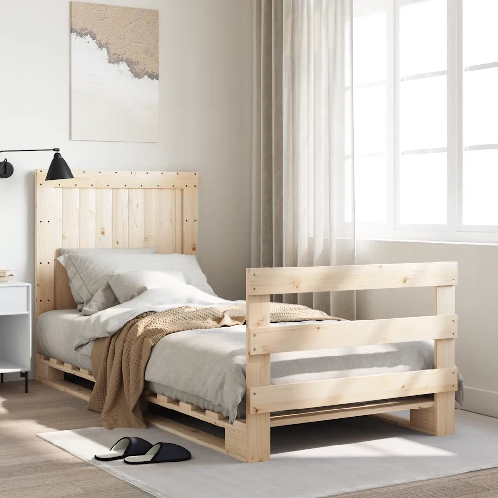 Giroletto con Testiera-Struttura Letto con testiera 90x200 cm in Legno Massello di Pino 906255