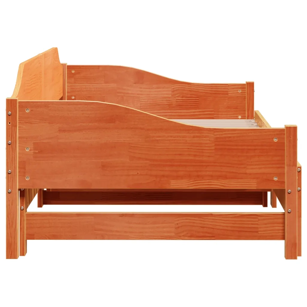 Divano con letto | Sof¨¤ letto | Letto singolo Estraibile Marrone Cera 90x200cm Massello Pino