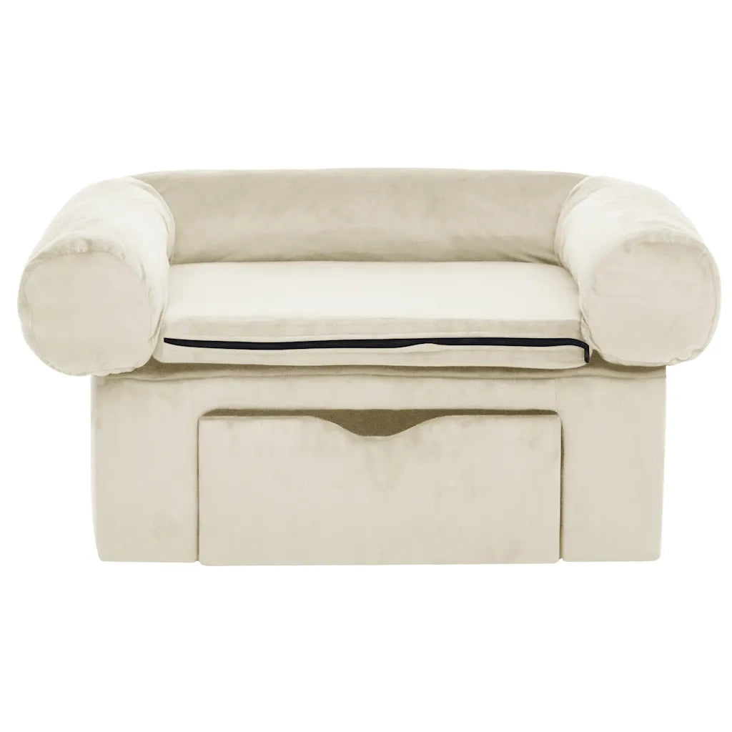 Divano per Cani con Cassetto Crema 75x50x38 cm in Peluche