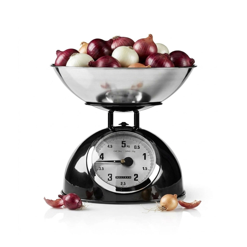 Bilancia da Cucina Retrò Analogica con Ciotola Inox 5Kg Max Nero MELISSA