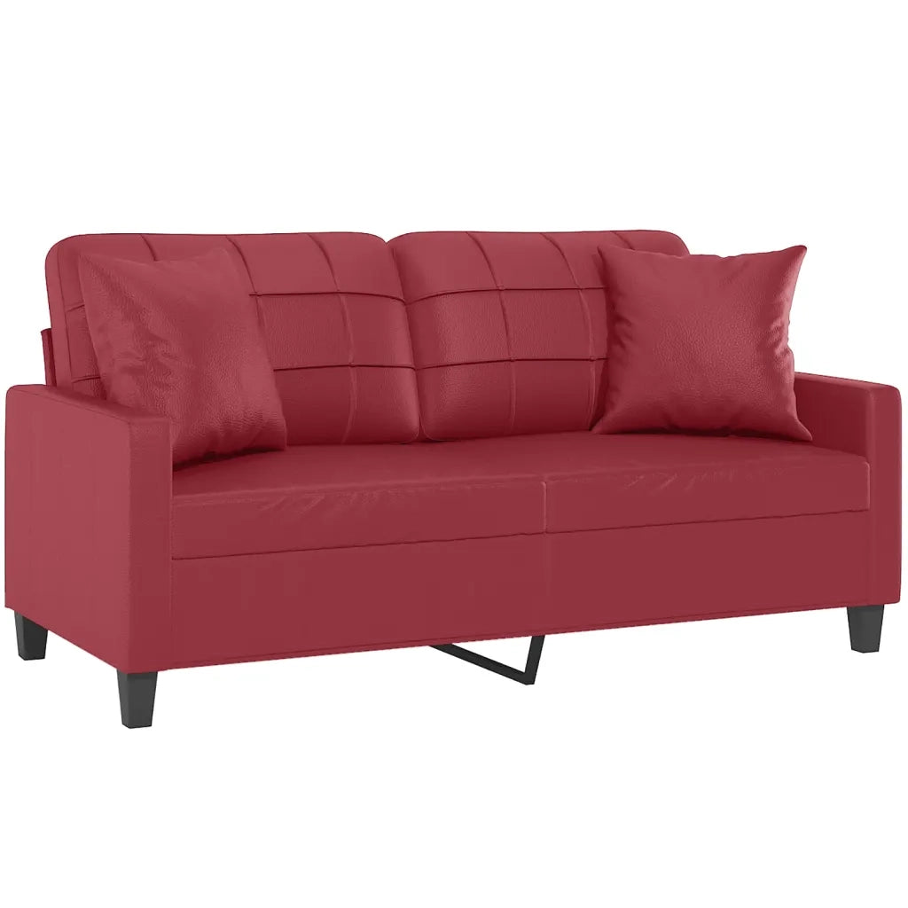 Divano a 2 Posti con Cuscini-Sofa 2 Posti con Cuscini Rosso Vino 140 cm in Similpelle 805435