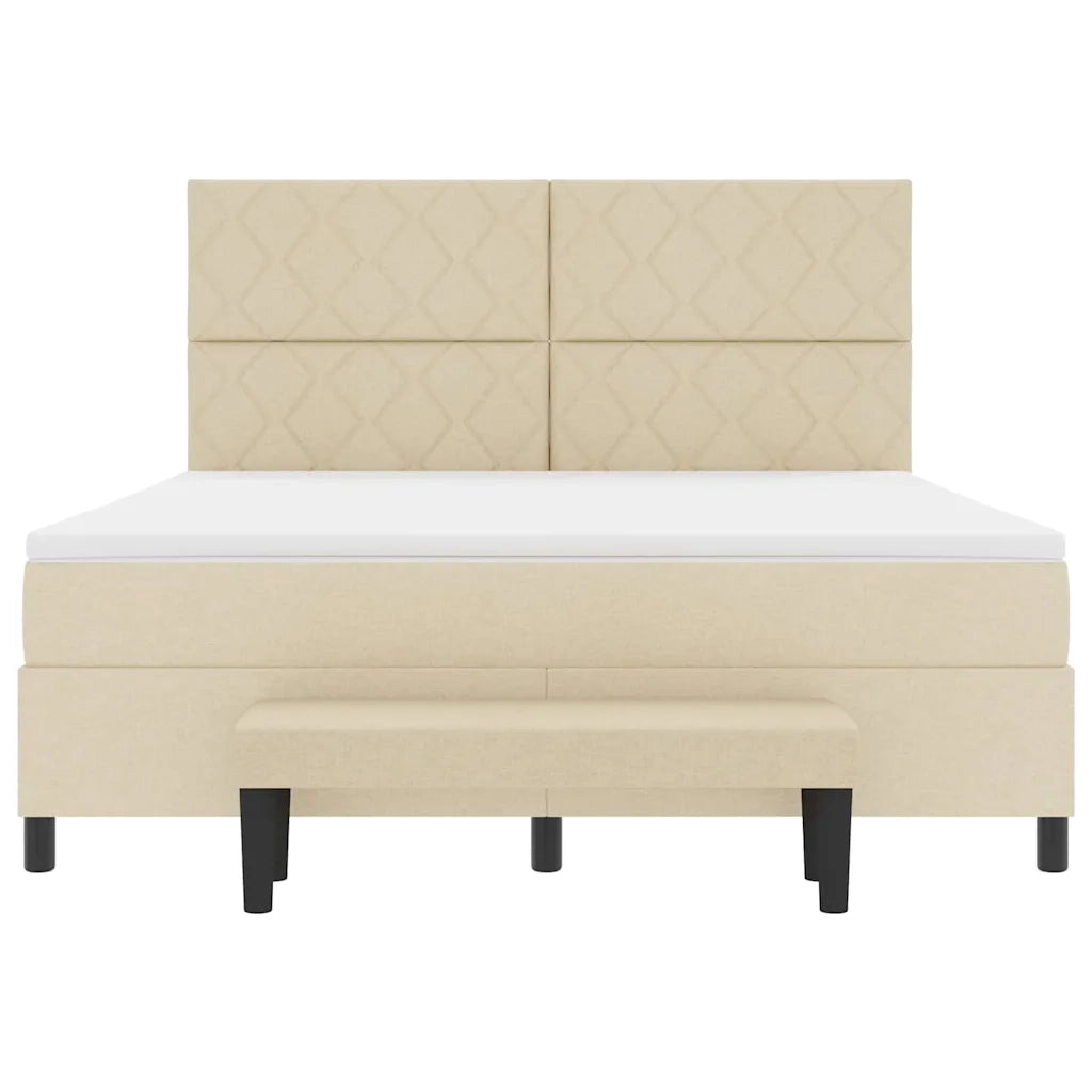 Letto a molle con testiera Crema 180 x 200 cm Tessuto 3344168