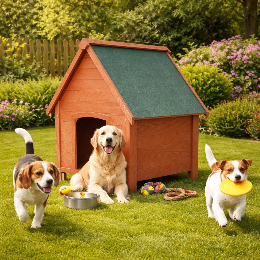 Cuccia per Cani in Legno da Esterno Tetto Apribile Impermeabile 71x62.5x85cm
