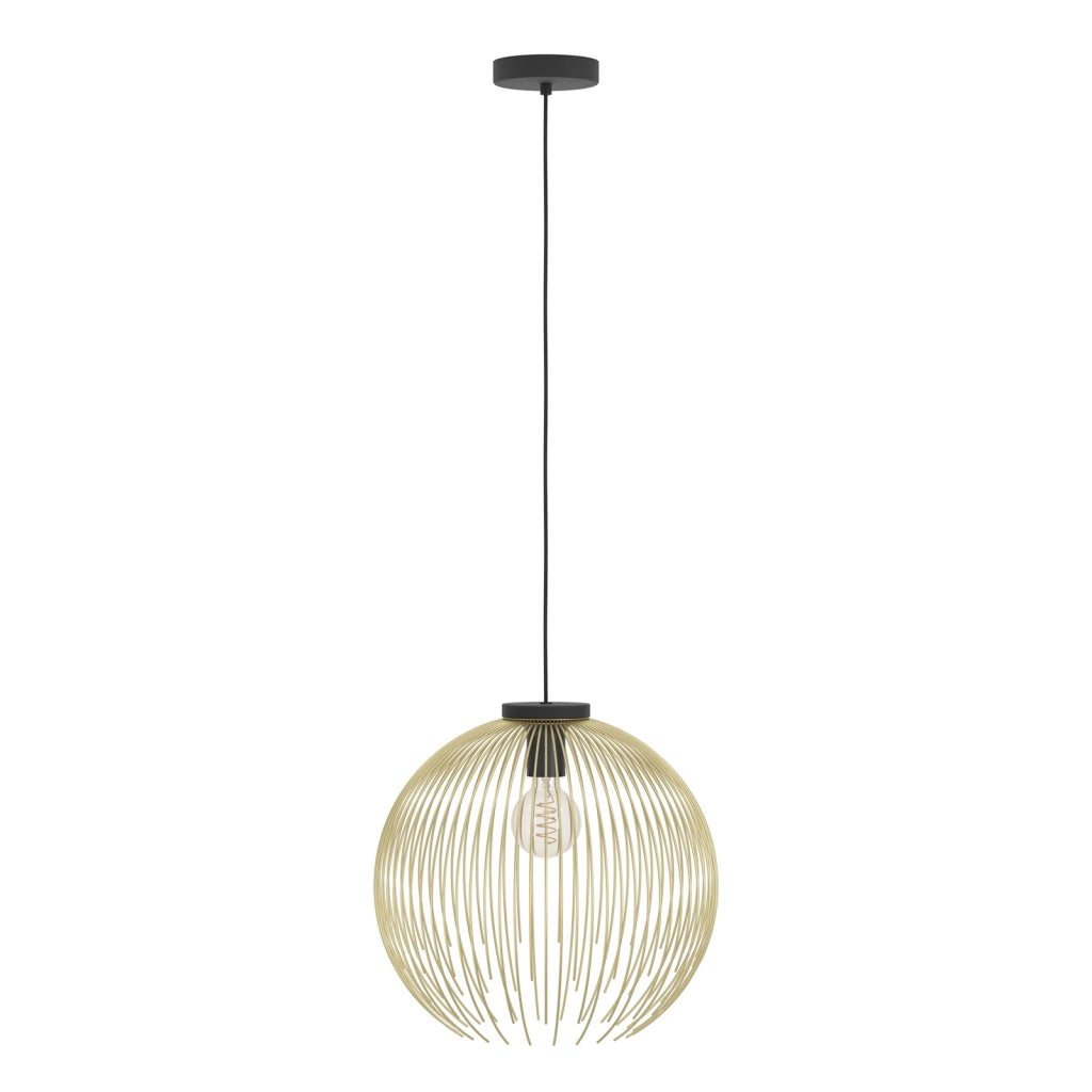 Sospensione Industrial-Nordico Acciaio Nero E Oro 1 Luce E27 D.40Cm