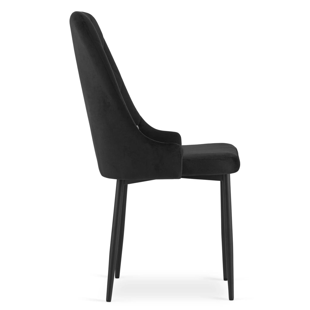 Sedia Valora REMI in velluto nero con gambe in metallo x2