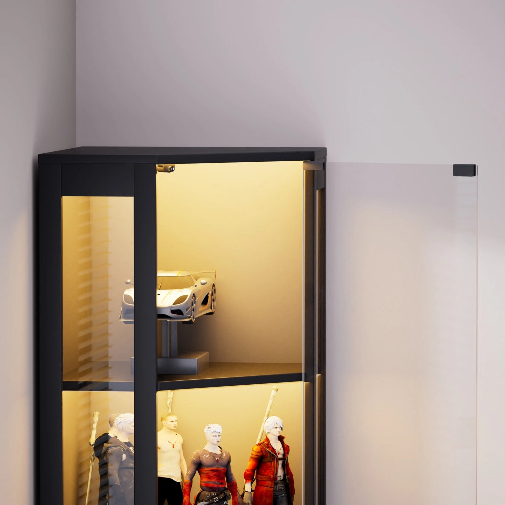 VETRINA in vetro 57x165x40 cm Nero con illuminazione LED