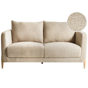 Divano a 2 posti Rivestimento in beige Gambe in legno con braccioli Angolo lettura soggiorno Stile scandinavo moderno