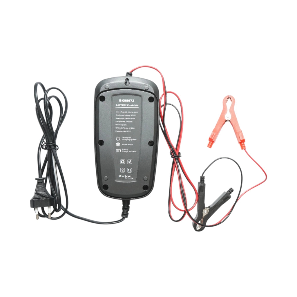 Caricabatterie smart digitale automatico 6V/12V, 4-120Ah, con protezioni multiple, modalità rigenerazione batteria, modalità inverno Breckner Germany