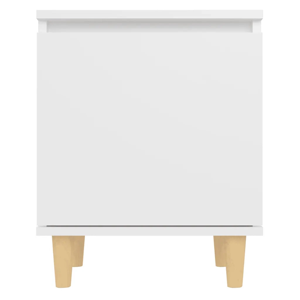 Comodini con Gambe in Legno Massello 2pz-Set di 2 Tavolino da notte Bianchi 40x30x50 cm 786580