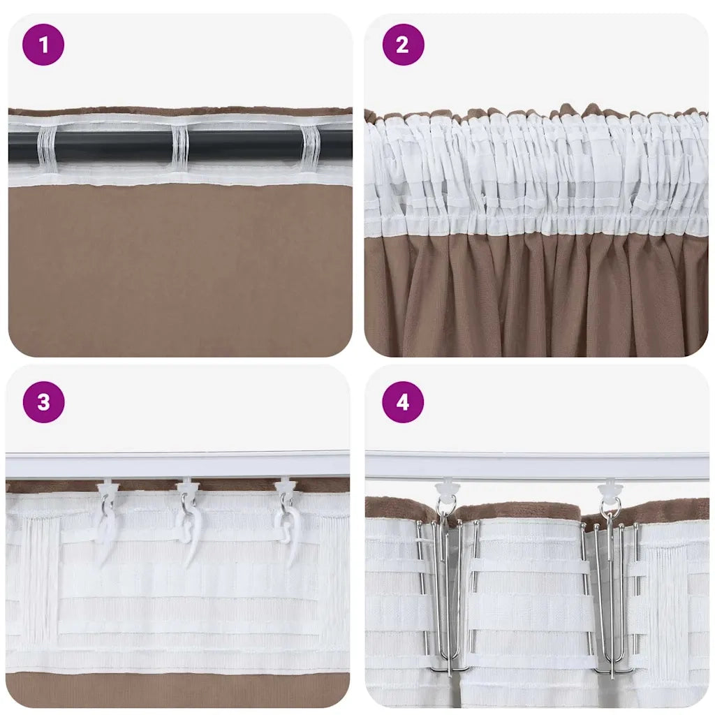 Tende in Velluto 2 pz Cappuccino 175 x 140 cm Velluto