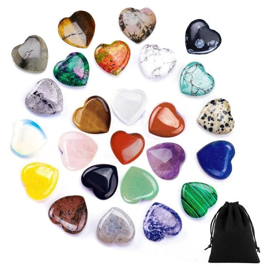 Pietre di Cristallo del Cuore - Pietre di Energie Naturale - Pietre Robuste del Cuore - 25 pezzi - Pietre del Cuore per il Chakra - Pietre da Tasca - Adatto per