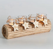 Adventskrans in legno con supporto per candela - decorazione moderna per l'Avvento - inclusa 4 stazioni per candele in vetro