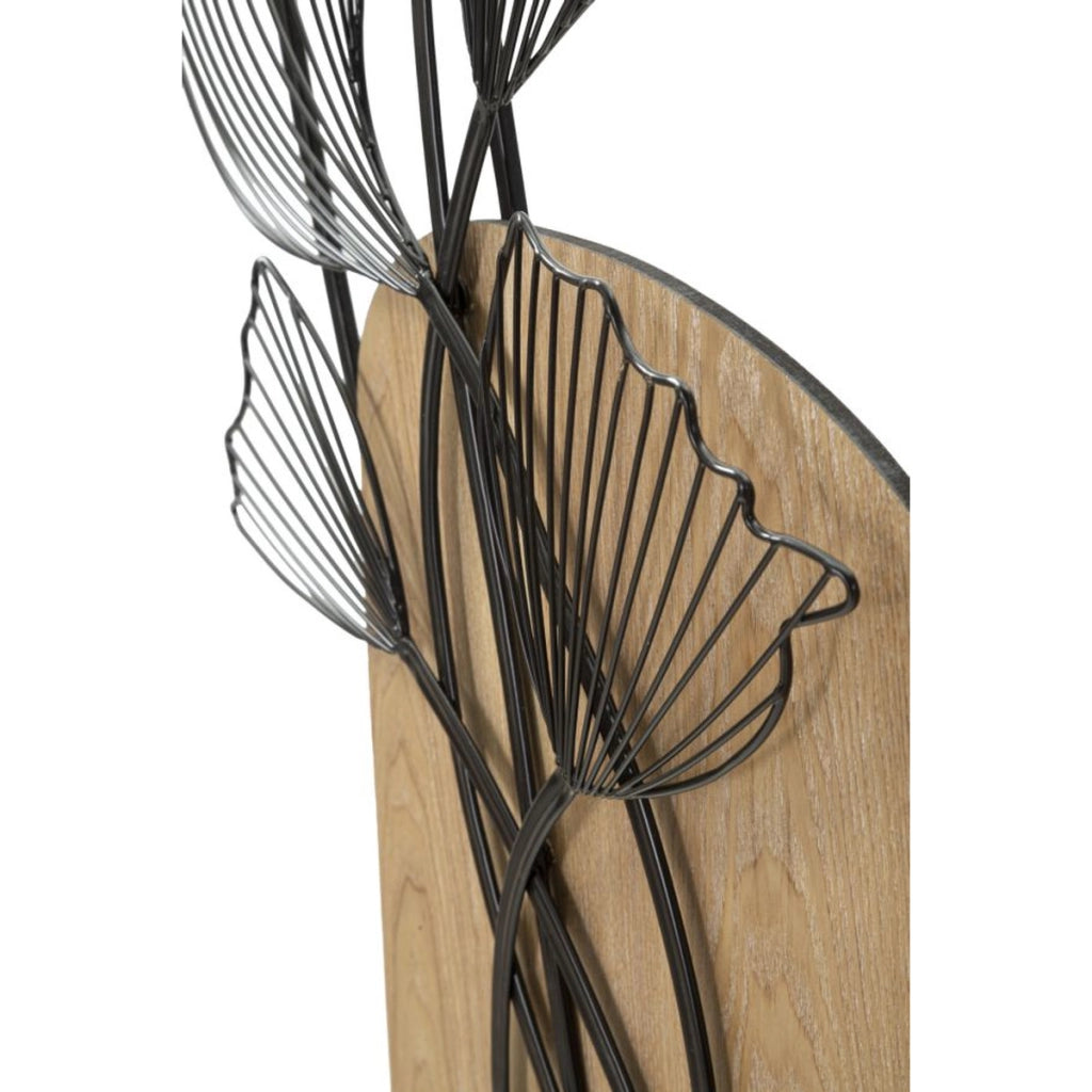 Decorazione in Metallo e Legno Foglia 54, Marrone, Metallo, 70x3x100 cm