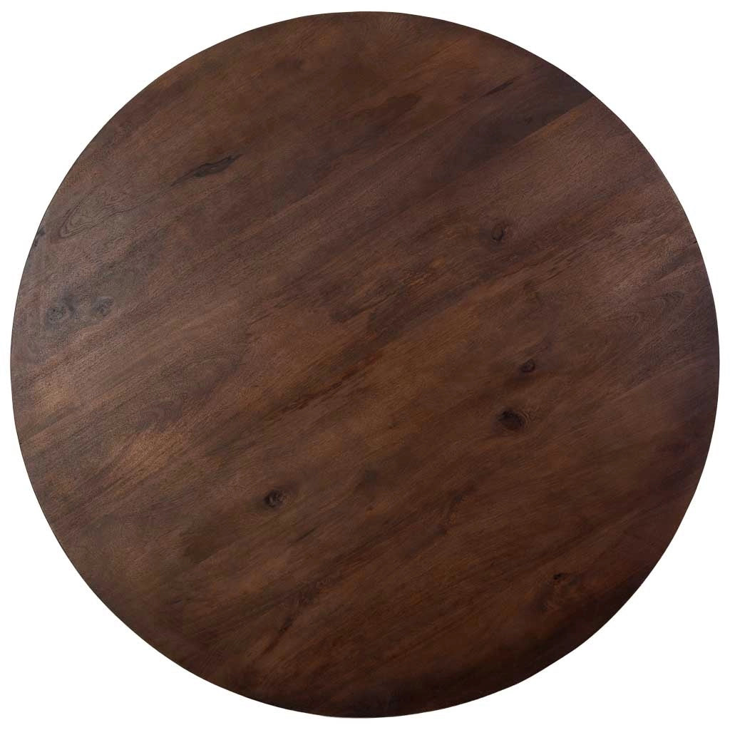 Tavolo artigianale in legno marrone, 120x120x76h cm