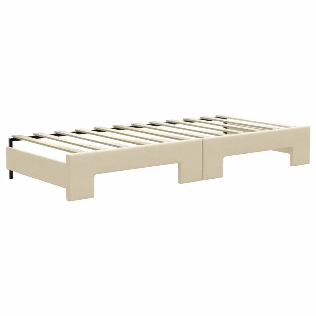 Divano Letto Estraibile con Materassi Crema 80x200 cm Tessuto